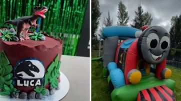 Luca Cubero celebró su fiesta de cumpleaños con temática de Jurassic Park y doble festejo