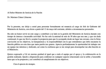 Uno más y van:  renunció el jefe de Gabinete del Ministerio de Justicia