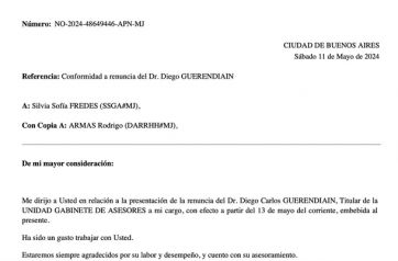 Uno más y van:  renunció el jefe de Gabinete del Ministerio de Justicia