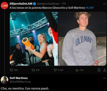 Sofi Martínez habló tras el rumor de romance con Marcos Ginocchio