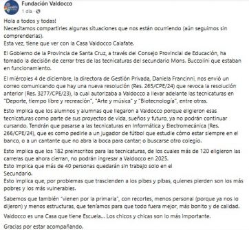 Denuncias cruzadas, ahora Valdocco acusa al CPE de cerrar tecnicaturas