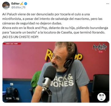 Ari Paluch hizo un “chiste” en la radio que causó indignación entre los internautas