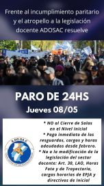 ADOSAC llamó a un paro y crece la tensión con el gobierno de Vidal