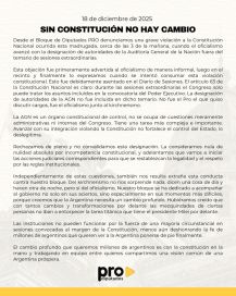 El PRO salió con los tapones de punta y acusó al oficialismo de vulnerar la Constitución