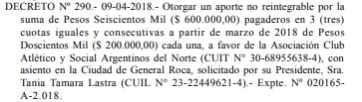 Weretilneck le dio 600 mil pesos a su diputada: los dueños de la pelota y también de los recursos