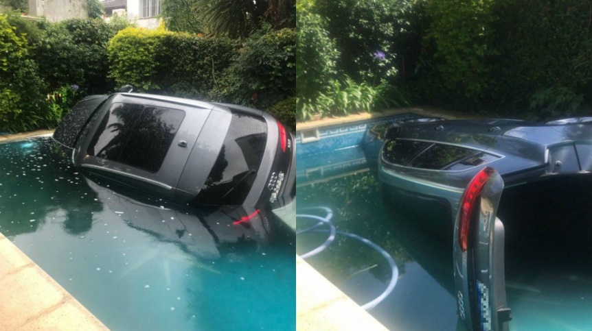 Mujer se zambulló en la pileta de su casa con su Audi Q5