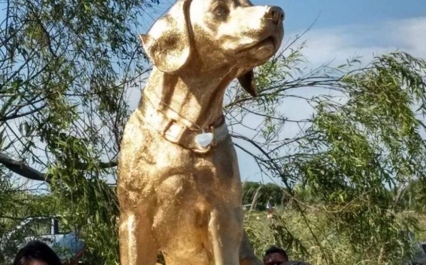 Rubio, el perro asesinado en Mar del Tuyú, ya tiene su monumento
