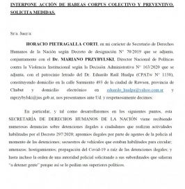 Nación promueve habeas corpus contra el Ministro de Seguridad chubutense