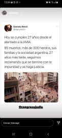 El arco político se volcó a las redes para conmemorar los 27 años del atentado a la AMIA