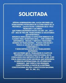 Petroleros despedidos cortan una ruta y piden la renuncia de Claudio Vidal