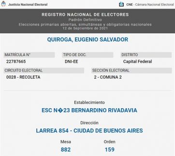 Eugenio Quiroga no votó a “Kaki” González porque tiene domicilio en Capital