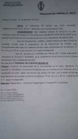 Tribunal de cuentas intimó a intendente y lo multó por no presentar rendiciones desde enero del 2021