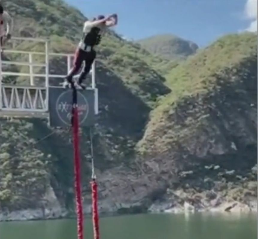 Practicaba Bungee Jumping, se le cortó la soga y terminó internado