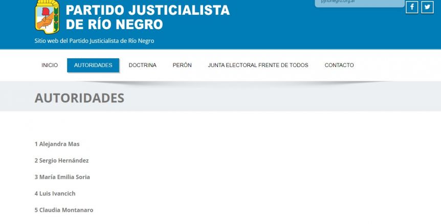 El PJ se olvidó de actualizar la página oficial y Alejandra Más todavía figura como presidenta del partido