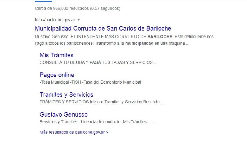 Hackearon la página del municipio de Bariloche y acusaron a Gennuso de corrupción