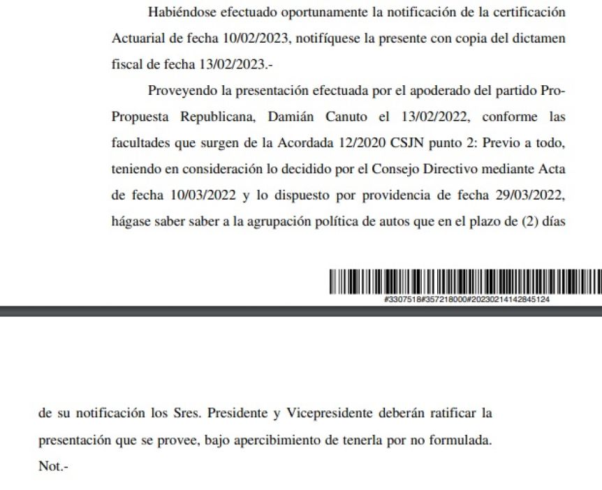 La Justicia Electoral intimó al PRO a perder su personería por falta de afiliados
