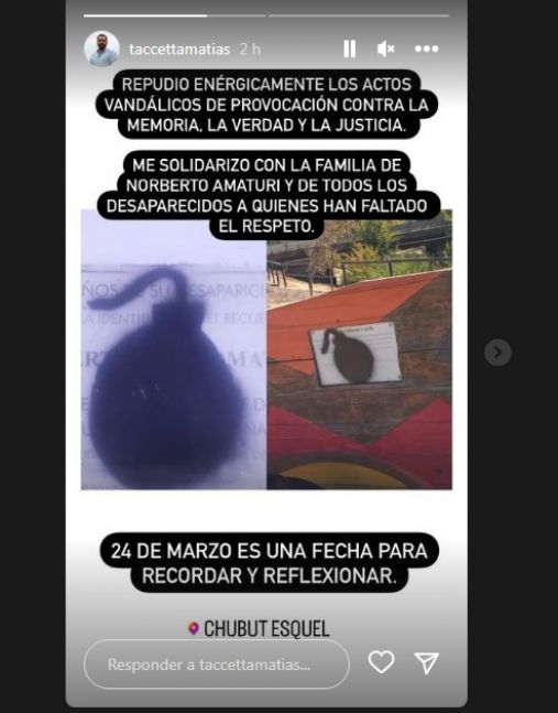 Dirigentes políticos repudiaron la vandalización de las placas de desaparecidos en Esquel