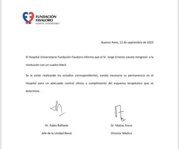 Se dio a conocer el nuevo parte médico de Jorge Lanata luego de su regreso a terapia intensiva