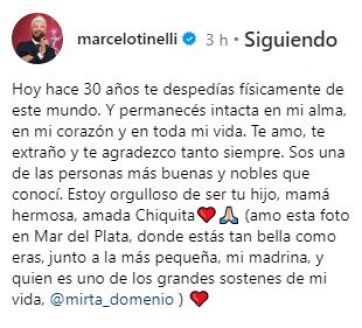 El conmovedor recuerdo que compartió Marcelo Tinelli en redes